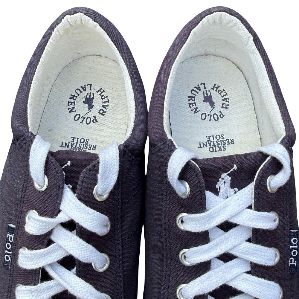 Polo Ralph Lauren Mens Canvas Low Top Sneakers Navy Blue Chuck Taylor Style 12D - Picture 6 of 8